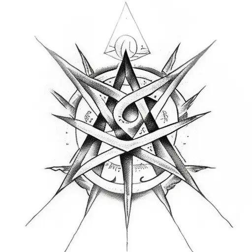 Heavy Metal Music Pentagram Guitar Circle Design · Creative Fabrica