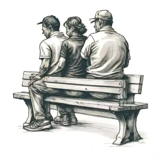 park bench three people   tattoo design idea