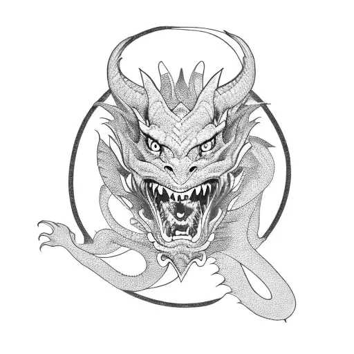 Dragon roar, front face tattoo design idea