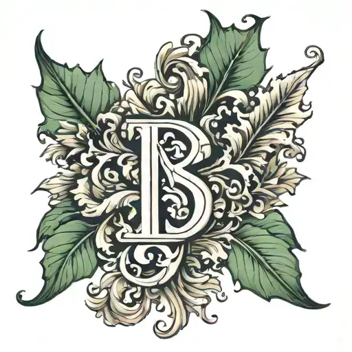 acanthus leaves and letter  tattoo design idea