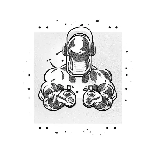A bicep flexing with a video game controller wrapped around it tattoo design idea
