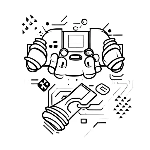 A bicep flexing with a video game controller wrapped around it tattoo design idea