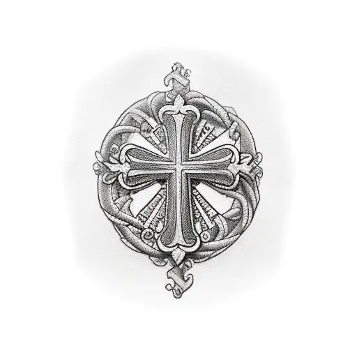 cross with lighting  tattoo design idea