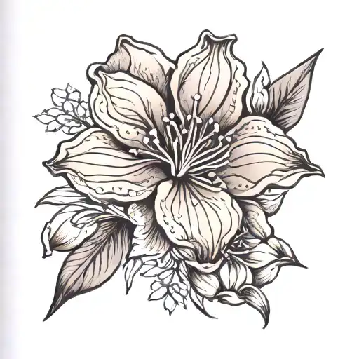 gypsophila tulip carnation amaryllis  tattoo design idea