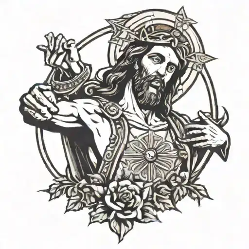 catedral com jesus Cristo  tattoo design idea