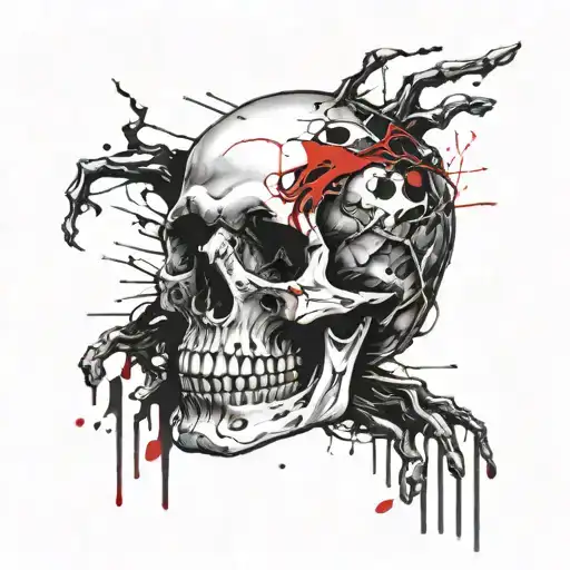 skull with hand tattoo design idea