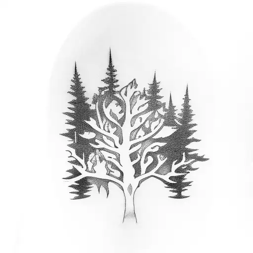 Blackwork "Forest" Tattoo Idea BlackInk AI