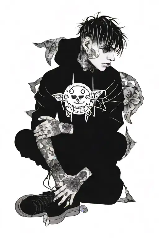 lil peep went never die tattoo design idea
