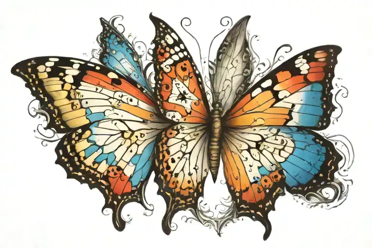 Transgender Flag Butterfly metamorphosis portrayed tattoo design idea