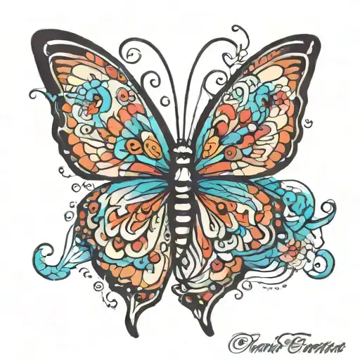 butterfly in trans colours tattoo design idea