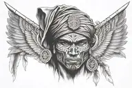 turk soldier warrior tattoo design idea