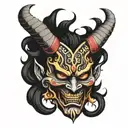 mascaras oni demon mask tattoo design idea