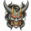 mascaras oni demon mask tattoo design idea