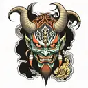 mascaras oni demon mask tattoo design idea