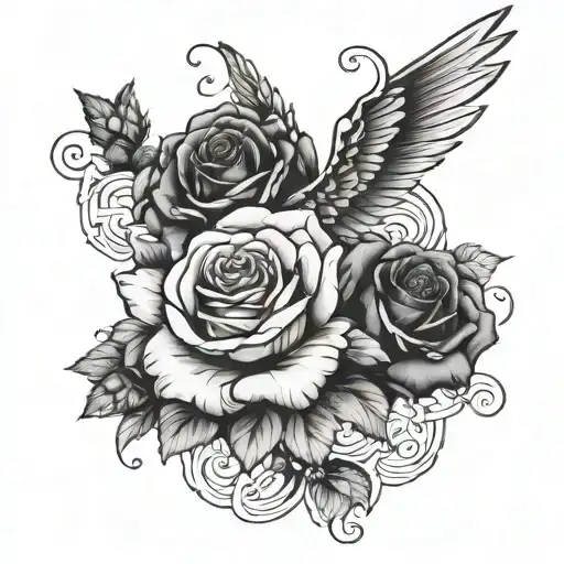  Isaiah’s Name: Feature his name in a strong, bold font calligraphy, to angle wings with one or multiple roses tattoo design idea