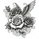  Isaiah’s Name: Feature his name in a strong, bold font calligraphy, to angle wings with one or multiple roses tattoo design idea