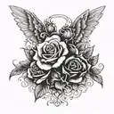 Isaiah’s Name: Feature his name in a strong, bold font calligraphy, to angle wings with one or multiple roses tattoo design idea