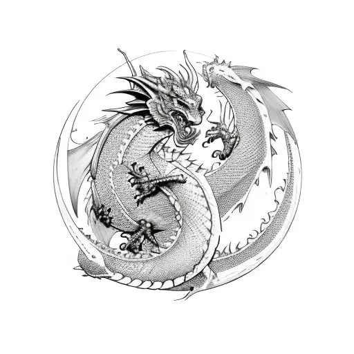 Dragon, rose, moonlight, sleeve tattoo design idea