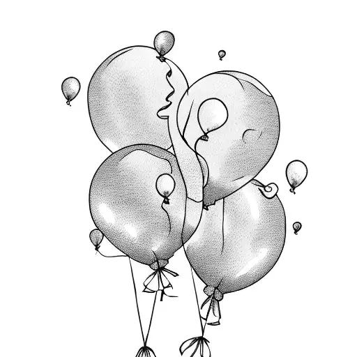 ghost with three balloons which flying away with wind tattoo design idea