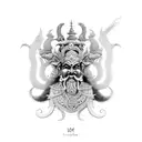 Ravana, Demon king, 10 heads Hindu mythology tattoo design idea