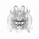 Ravana, Demon king, 10 heads Hindu mythology tattoo design idea