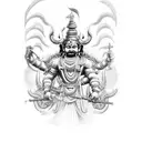 Ravana, Demon king, 10 heads Hindu mythology tattoo design idea
