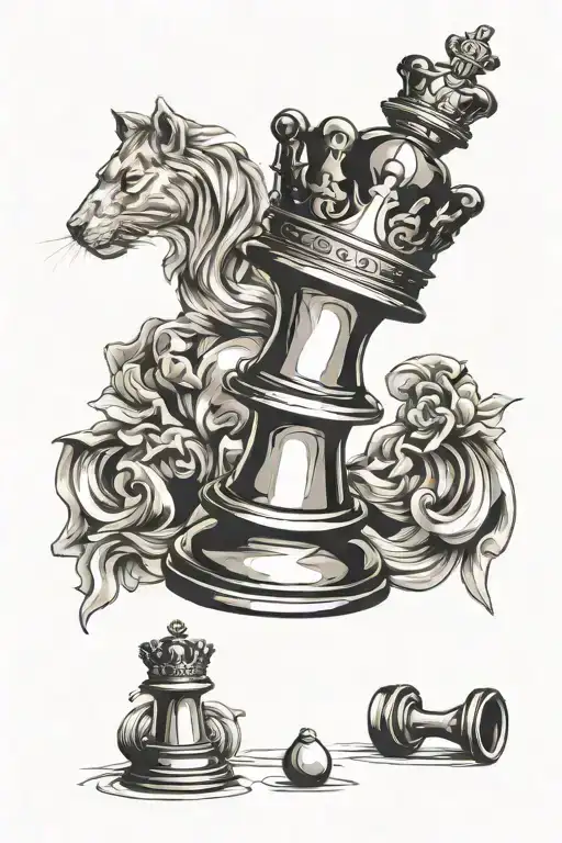 chess piece in shape of a king card design inspired tattoo design idea
