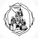 castle, gothic, bat, sharp corners tattoo design idea