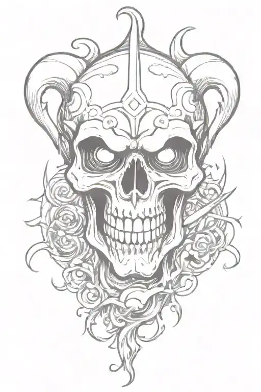 Jester skull with smoke swirling and one of the eyes is the 8 ball prison style  tattoo design idea