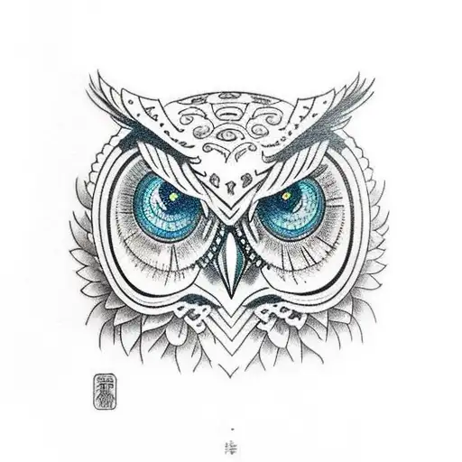 owl with three eye tattoo design idea