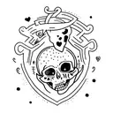 undead and heart tattoo design idea