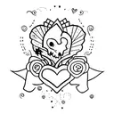 undead and heart tattoo design idea