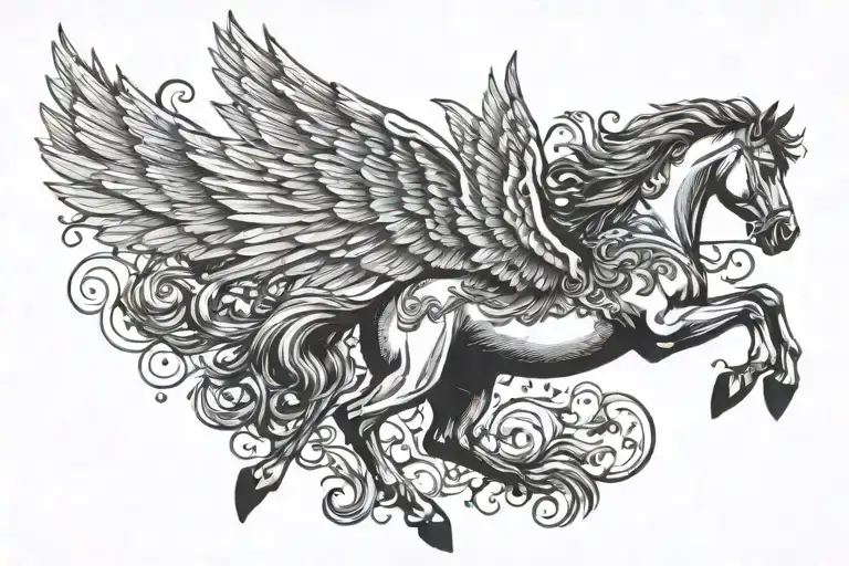 airborne pegasus horse tattoo design idea