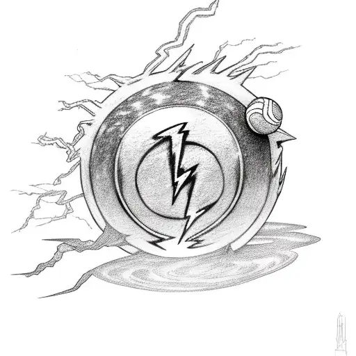Percy Jackson holding a tennis ball, surrounded by lightning bolts tattoo design idea