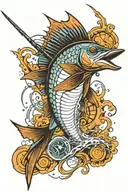 ocean work work sailfish wahoo tattoo design idea