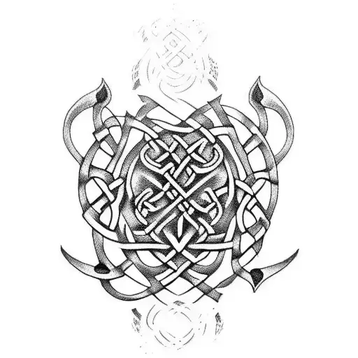 celtic druid full sleeve tattoo design idea