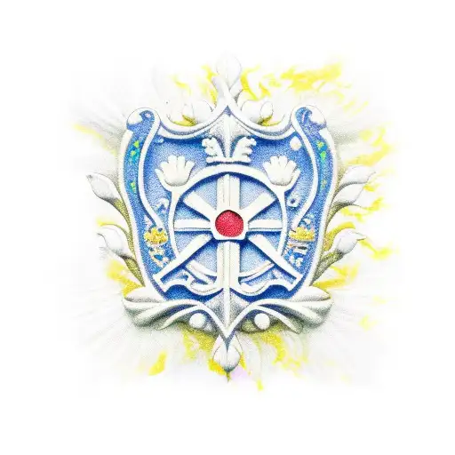 croix en fleur de lys dans laquelle on retrouve plusieurs symboles français tattoo design idea