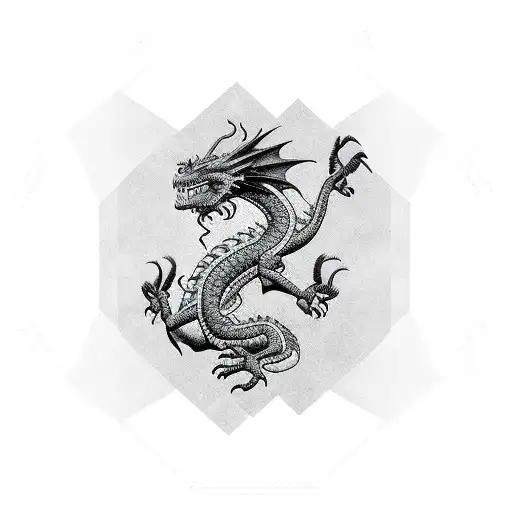 Green Dragon sleeve with black with white checkered design tattoo design idea