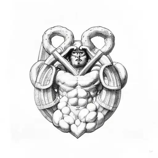 Titan Atlas, from Greek mythology's holding up a human heart over his back. tattoo design idea
