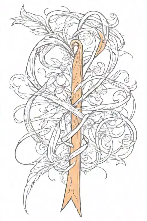 orange breast cancer ribbon tattoo design idea