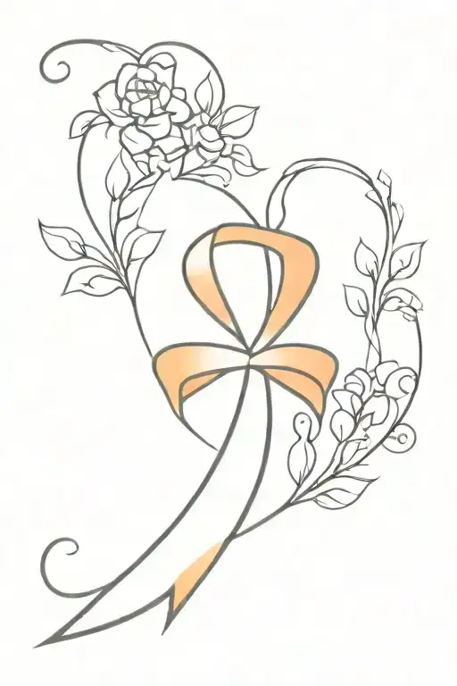 orange breast cancer ribbon tattoo design idea