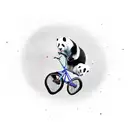 Panda riding a unicycle eating bamboo tattoo design idea