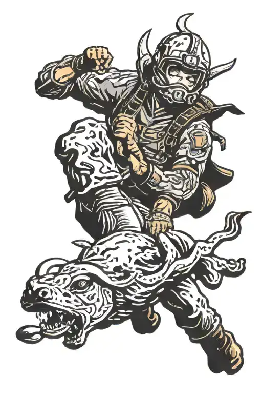 skydiving, bull riding, martial arts tattoo design idea