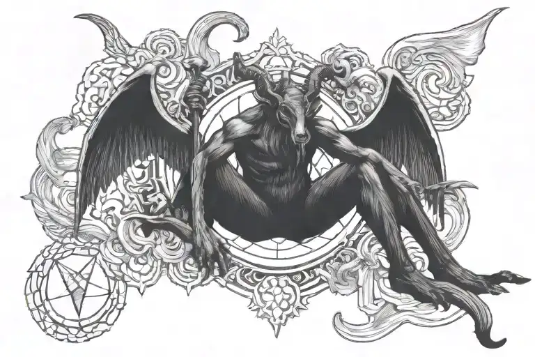 Baphomet sitting tattoo design idea