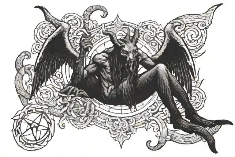 Baphomet sitting tattoo design idea