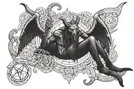 Baphomet sitting tattoo design idea