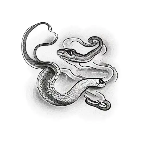Snake com espadas tattoo design idea