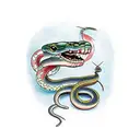 Snake com espadas tattoo design idea