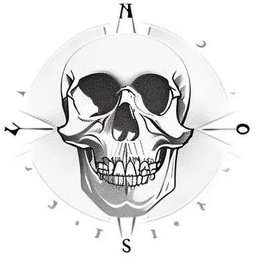 skull compass hourglass roses tattoo design idea