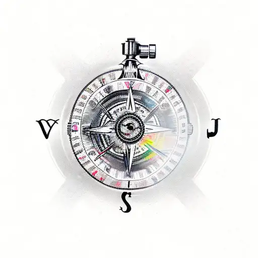 skull compass hourglass roses tattoo design idea